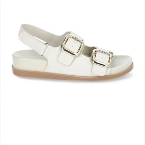 Women's Cream Dad Sandals with Gold Buckles, NWT, size 6